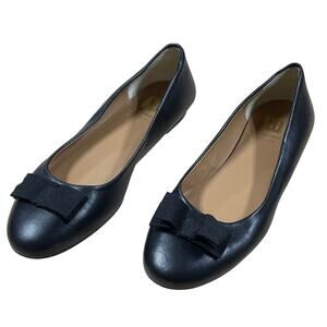 Bruno Magli Black Leather Bow Accent Ballet Flats Size 39 (US 9) Floor Model NEW